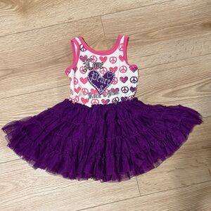 Amy Coe Purple Tulle Dress with Peace Sign & heart Design